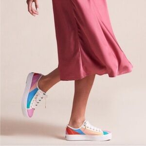 Keds x Kate Spade New York Triple Kick multi-striped canvas platform sneakers